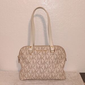 Michael Kors Preloved Beige Logo Shoulder Bag with Replacement Straps.